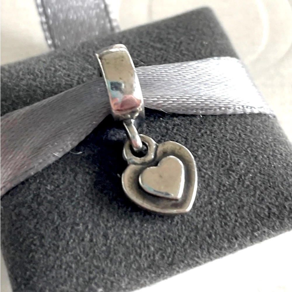 Pandora Double Heart Dangle Retired Hallmarked